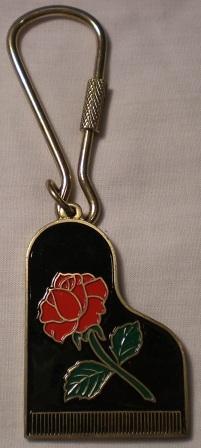 Piano and Rose Key Chain